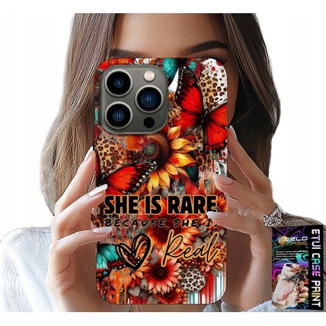 Custodia per iPhone 15 PRO MAX - SHE IS rare, girasoli, fiori, farfalle (1/5)