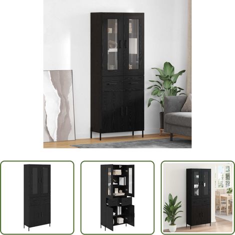 Holzwerkstoff -  Highboard Schwarz Eichen-Optik 69,5 x 34 x 180 cm Holzwerkstoff (1/5)