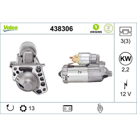 Démarreur VALEO 438306 VOLVO 30659576 31419530 36002980 36010806 36012434