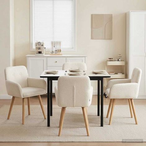 vidaXL Sillas de comedor 4 uds. Bouclé Crema 59 x 56,5 x 85 cm (1/5)