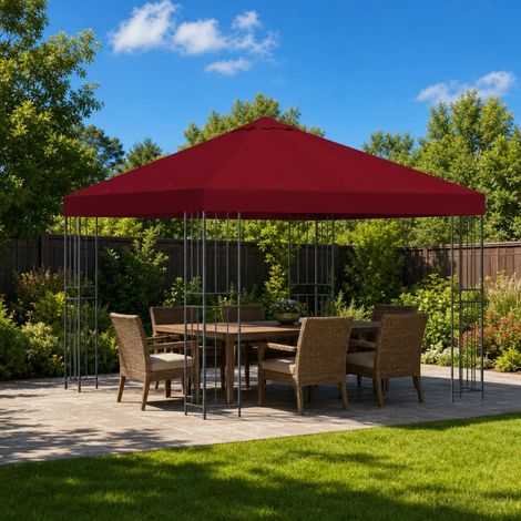 Teenpull – Pavillon 3 x 3 m Bordeauxrot Polyester und Stahl 190 gsm (1/5)