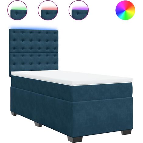 Maison Exclusive - Cama box spring con colchón terciopelo azul 90 (1/5)