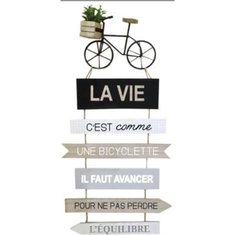 Atmosphera – Décoration murale citation vélo 56cm – Fer, MDF et polyéthylène – Multicolore, motifs design – Pour intérieur moderne
