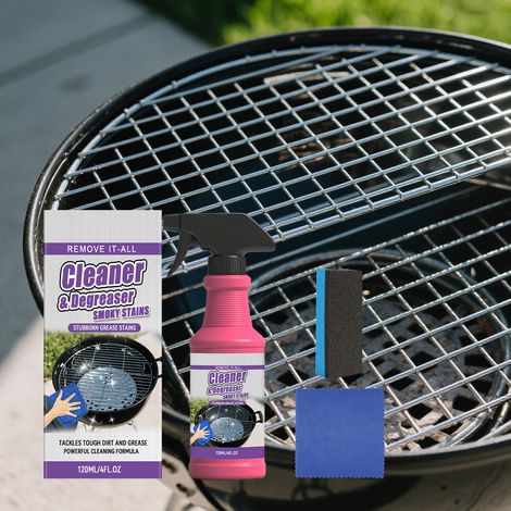 Grillrostreiniger – Einfach anzuwenden und tragbar zur Entfernung von Fett- und Ölflecken auf Grillrosten. Enthält 120 ml Reiniger, Schwamm und Tuch. -- BIEMMEDUE (1/5)