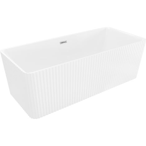 Mexen Nila bañera exenta acanalada 170 x 75 cm, blanca, rebosadero cromado - 52841708000-01 (1/5)