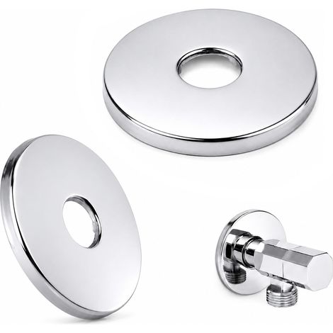 2 Pièces Rosace Cache Tuyau Acier Inoxydable 80mm - Trou Intérieur 21mm Pour Robinet,Vanne D'Angle,Radiateur - Installation Rapide,Finition Argentée (1/5)