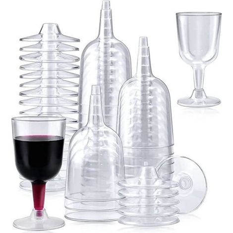50 Pices Verres Vin En Plastique170ml Verres De Dgustation De Vin Transparents Gobelets Vin De Fte Ru VERRE A EAU AVEC OU SANS PIED (1/3)