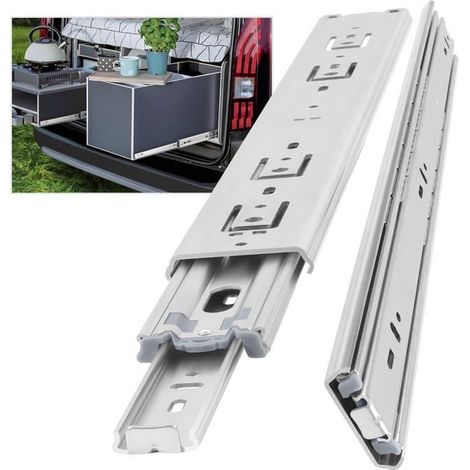 Glissières de tiroir charge lourde 400 mm — paire, montage latéral, capacité 68 kg, sans serrure (1/5)