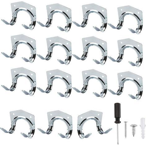 15 Pack Heavy Duty Multi Tool Hooks for Home & Garage Storage - Non Slip Wall Mount Double Hooks for Warehouse Garage Shed Garden Tools (1/4)