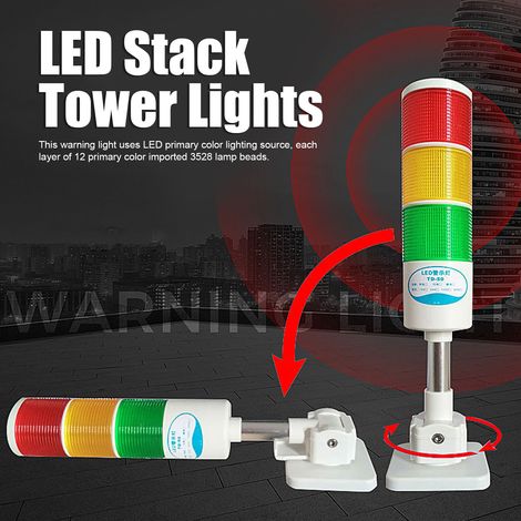 Ortviai Feu de signalisation à tour LED industrielle 12 V, 3 couleurs, 5 niveaux, alliage d’aluminium, résistant (1/4)