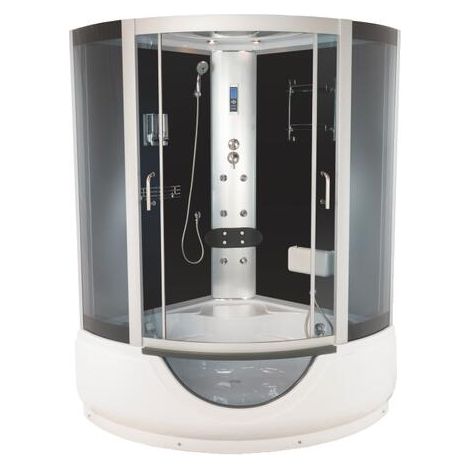 ONDEE ZEN - Cabine bain douche hydromassante FARO - Avec silicone - 1/4C 135cm - Gris