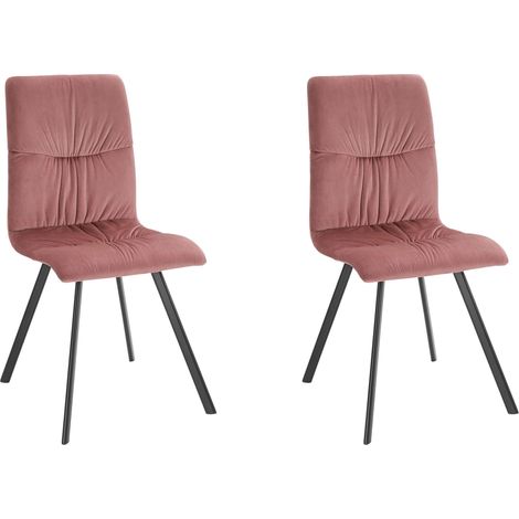 Viggo-Chaise de salle à manger en velours de couleur rose Set de 2 (1/5)