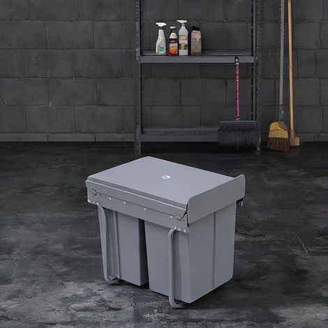 Poubelle coloris gris en plastique métal 48 x 34,2 x 41,8 cm (1/5)
