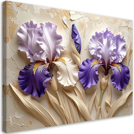 Stampe su Tela, gigli viola e bianchi - 60x40 (1/2)