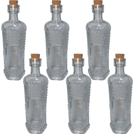 6 Bottiglie in vetro 150 ml con tappo per liquori limoncello wisky decorazioni decoupage bomboniera bottigline olio sali minerali collezione