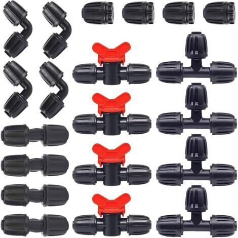 20 pièces Raccord D'irrigation Goutte à Goutte, Kit de Connexion D'irrigation Connecteur de Tuyau en Pe pour Kit de Raccords D'irrigation de Tuyau PE de 16 mm