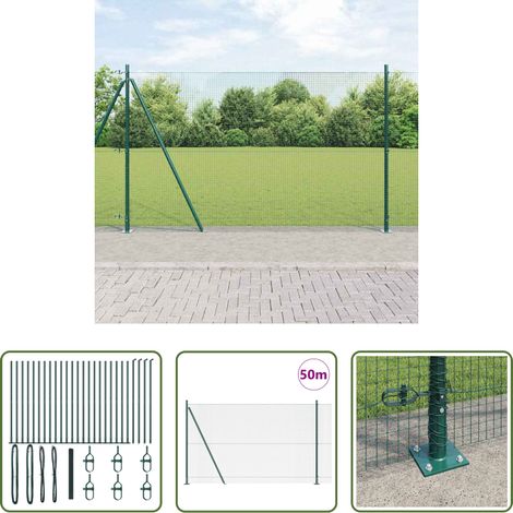 Poteau en acier -  Poteau de clôture. Vert 50 x 1,4 m (mailles de 19 x 19 mm) (1/5)