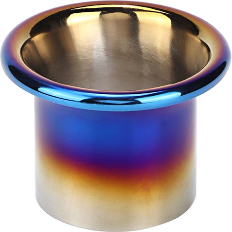Entonnoir d'admission d'air froid 3 pouces, système turbo avec corne, acier inoxydable bleu (1/5)