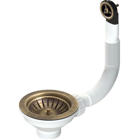 Ablaufgarnitur mit 114 mm Durchmesser für Spülbecken mit 90 mm Durchmesser und Überlauf, LB PLAST D670-70-PIR Bronze (1/2)