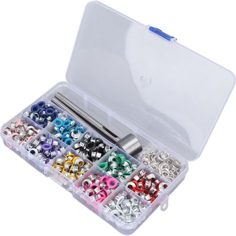 Kit de 10 Oeillets en Métal et Plastique pour Renfort de Tissu - Revêtement Durable, Outil de Pose Inclus, 6mm (1/5)