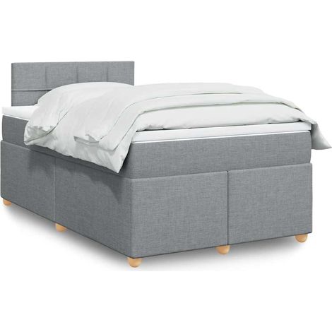 Boxspringbett mit Matratze Hellgrau 120x190 cm Stoff