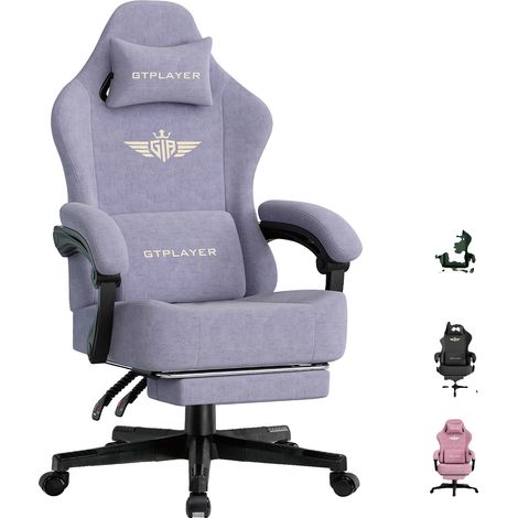 Chaise de bureau ergonomique, tissu respirant, dossier réglable, Macaron Violet - Tissu haute technologie (1/2)