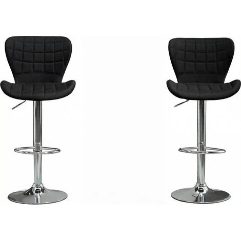 Set di 2 sgabelli da bar girevoli regolabili in altezza in lino nero MODENUIT (1/5)