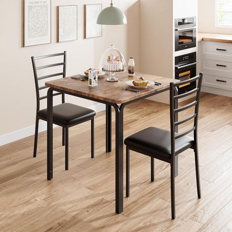 Ensemble table carrée 3 pièces MDF pour 2 personnes style vintage compact pour petit appartement (1/5)