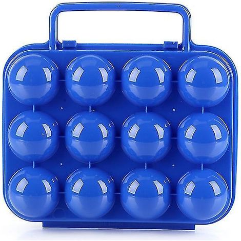Boîte à œufs portable en plastique à 12 compartiments, incassable (bleue) (1/3)