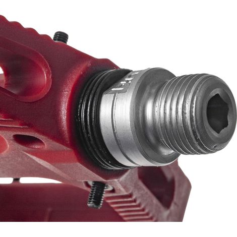 Pedales planos Wag, rosca de 9/16", plataforma, con pines, plástico, rojo, MTB (1/3)