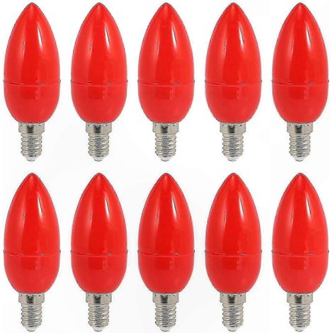 Ampoule LED E14 Bougie Rouge, Lampe Économie d'Énergie Décorative, Éclairage Ambiance Romantique, Substitut Halogène, Usage Intérieur, Pack de 2, Teinte Rouge Foncé (1/5)