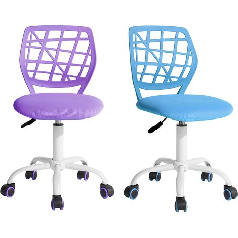Lot de 2 Bureau ergonomiques en Tissu sans accoudoirs, Chaise pivotante à Hauteur réglable, Violet + Bleu, Métal, 40x38,5x87cm (1/5)