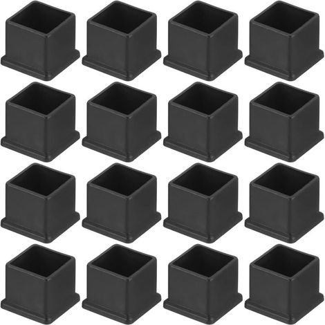16Pcs Embouts de Pieds de Chaise Carrés en PVC, 30mm x 30mm OD, Noirs, pour Protéger Les Pieds de Meubles de Table, Les Couvercles de Pieds de Chaise, Les Protecteurs de Sol (1/4)