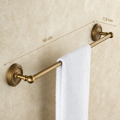 Porte-serviettes mural entièrement en cuivre barre simple Barcelone 60 cm rétro 5 kg – Livraison gratuite (1/5)