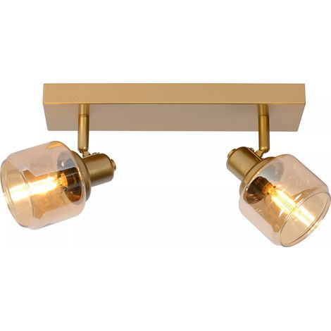 Faretto soffitto doppio oro ottone Bjorn 2xE14 40W Lucide (1/5)