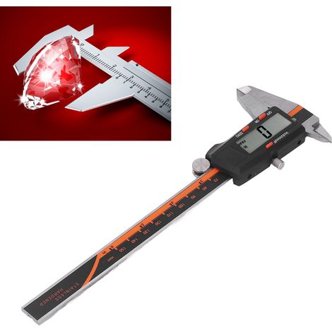 Digitaler Messschieber aus Edelstahl, Bruchteilsmessschieber, digitaler Nonius-Messschieber, elektronischer Messschieber 0-150 mm (1/5)