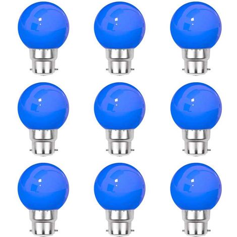 Lot de 9 ampoules Led Bleues B22 Incassables - Guirlandes guinguette - Culot baïonnette