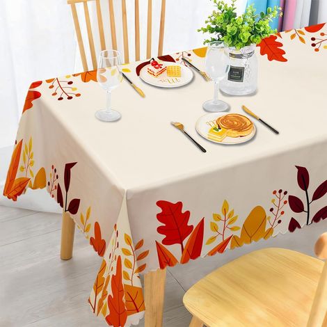 Nappe lavable 110x140 cm motif feuille d'érable, résistante aux intempéries, rectangulaire