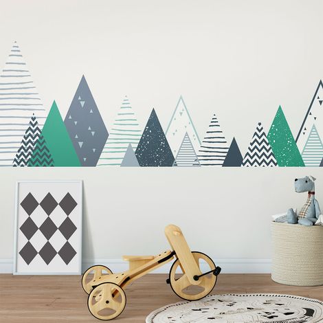 Stickers muraux enfants - Décoration chambre bébé - Autocollant Sticker mural géant enfant montagnes scandinaves ZORKA - 40x65cm (1/5)