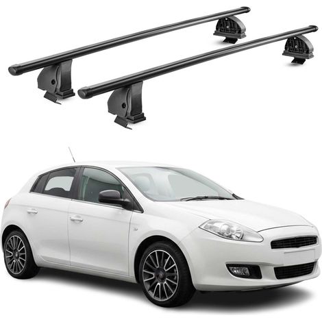 OMAC Stahl Dachträger Querträger Fiat Bravo II 2007-2014 – TÜV / DIN 75302:2019 – Abschließbar – Max. 75 kg – 2 Stangen – Schwarz (1/5)