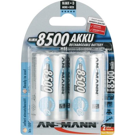 Célula de acumulación máxE 1,2 V 8500 mAh R20-D-Mono HR20 2 2 piezas / blister ANSMANN