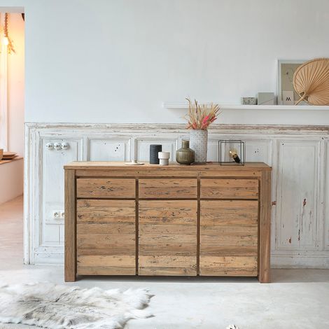 Buffet en teck recyclé massif 160 cm