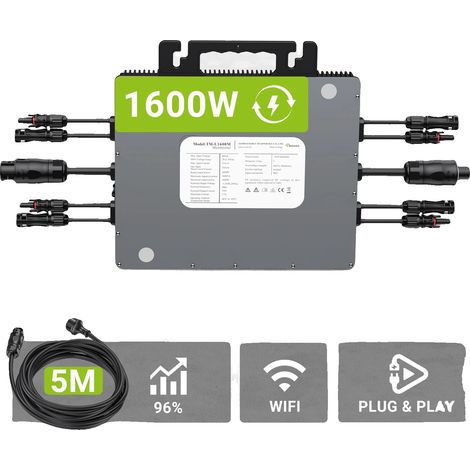 Micro-onduleur solaire, surveillance WiFi, sortie réglable, câble AC 1600W, 220-240V, 25V-55V (1/2)