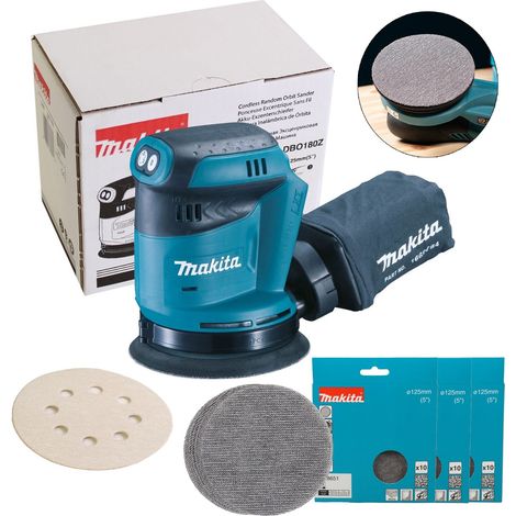 Makita DBO180Z 18v LXT Lithium Ion Random Orbital Sander 125mm Body + 30 Mesh