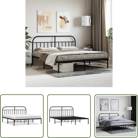 Metallbett -  Bettgestell mit Kopfteil Metall Schwarz 180x200 cm (1/5)