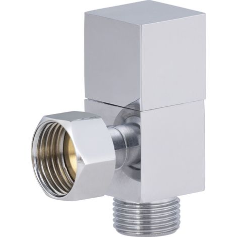Nt Noyon & Thiebault – Robinet d'arrêt équerre 1/4 tour 12x17 – Laiton – Raccord mâle et femelle 12x17 – Design cubique moderne pour WC - 4tour (1/4)
