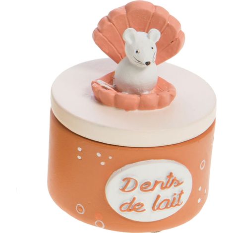 Petite boîte à dents de lait souris dans un coquillage - ocre (1/2)