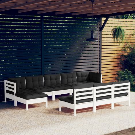 10-tlg. Garten-Lounge-Set mit Kissen Weiß Kiefernholz vidaXL (1/5)