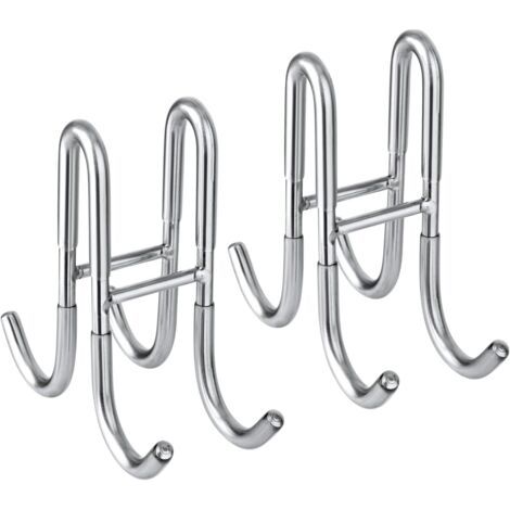Lot de 2 crochets pour porte de douche en verre, en acier inoxydable 304, double face, sans perçage, pour salle de bain,argenté (1/5)