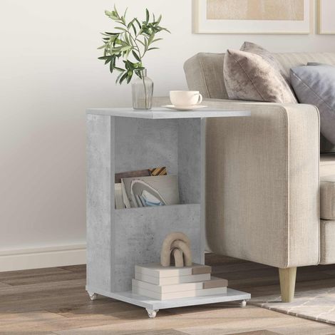 Beistelltisch Mit Rad Beton Grau 40 x 35 x 60 cm Holzwerkstoff